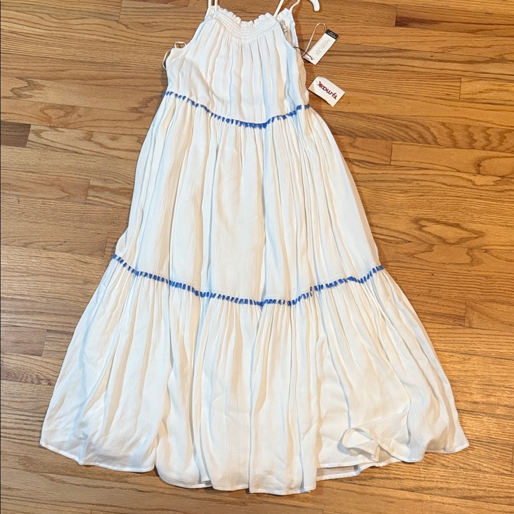 Rachel Zoe Girls☀️ White Maxi Dress with Blue Trim
